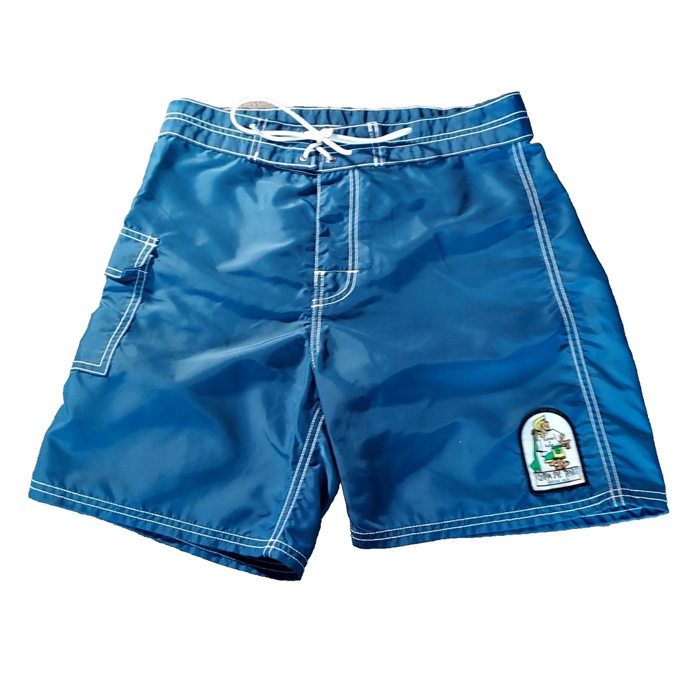 NOS Kanvas By Katin Shorts Mens 28 X‎ 6" Blue Nylon Surf Board Shorts Surfside